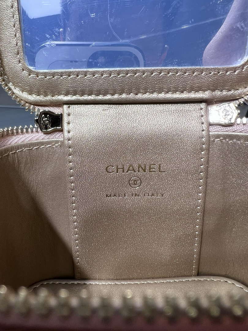 Chanel AP1447 small Vanity with chain lambskin gold Adjustable small gold balls Apricot