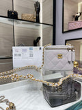Chanel AP1447 small Vanity with chain lambskin gold Adjustable small gold balls Gray