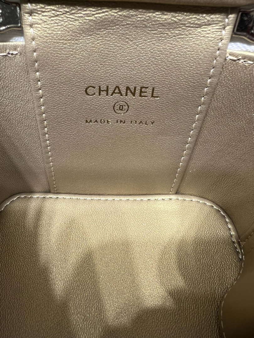 Chanel AP1447 small Vanity with chain lambskin gold Adjustable small gold balls White