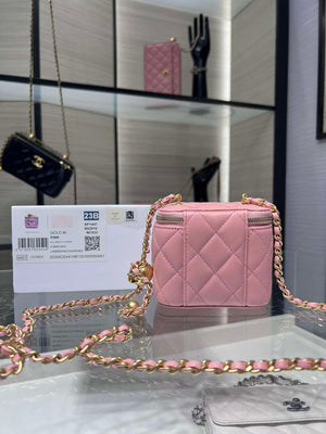Chanel AP1447 small Vanity with chain lambskin gold Adjustable small gold balls Pink - Default Title - View 2