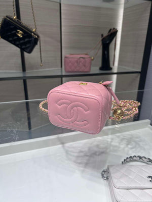 Chanel AP1447 small Vanity with chain lambskin gold Adjustable small gold balls Pink - Default Title - View 3