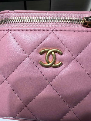 Chanel AP1447 small Vanity with chain lambskin gold Adjustable small gold balls Pink - Default Title - View 5