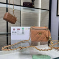 Chanel AP1447 small Vanity with chain lambskin gold Adjustable small gold balls Brown - Default Title - View 1