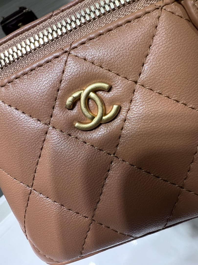 Chanel AP1447 small Vanity with chain lambskin gold Adjustable small gold balls Brown - Default Title - View 5