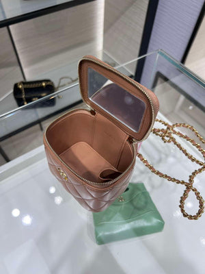 Chanel AP1447 small Vanity with chain lambskin gold Adjustable small gold balls Brown - Default Title - View 8
