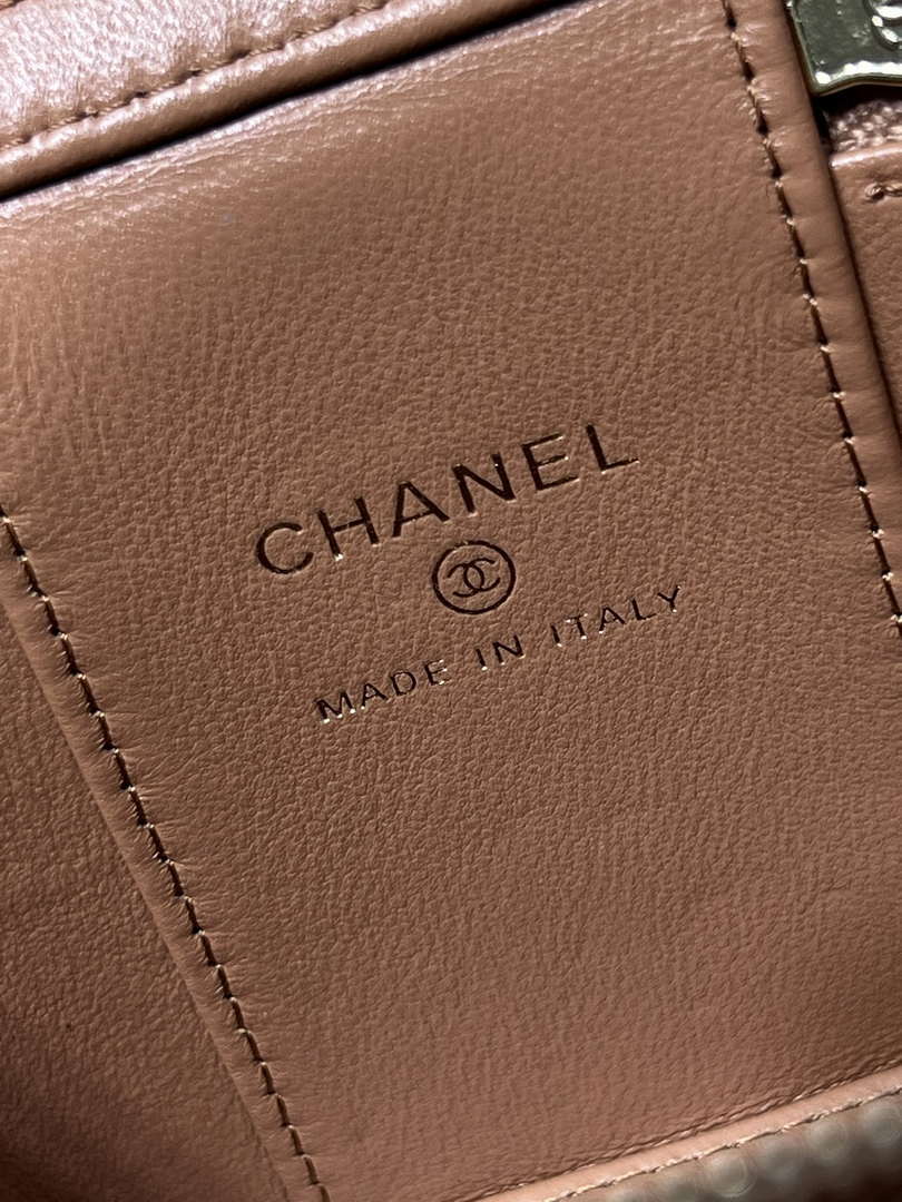 Chanel AP1447 small Vanity with chain lambskin gold Adjustable small gold balls Brown