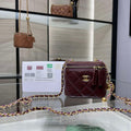Chanel AP1447 small Vanity with chain lambskin gold Adjustable small gold balls Wine Red - Default Title - View 1