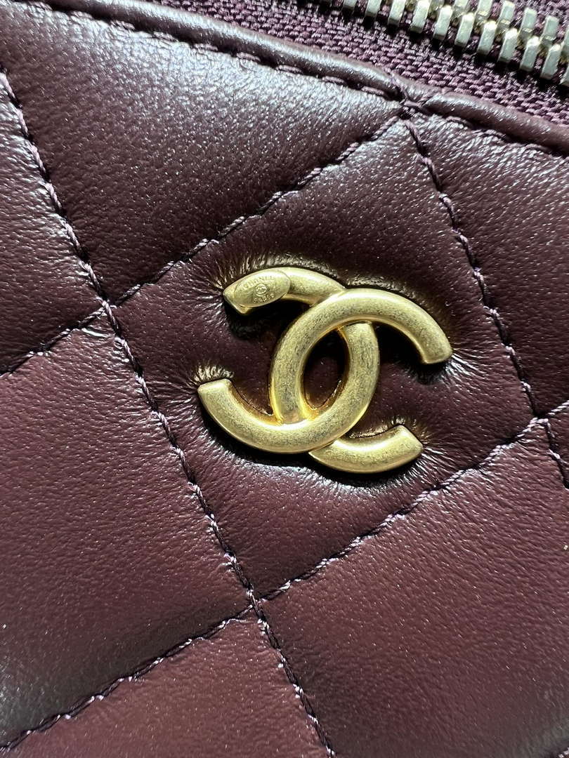Chanel AP1447 small Vanity with chain lambskin gold Adjustable small gold balls Wine Red - Default Title - View 5