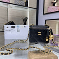 Chanel AP1447 small Vanity with chain lambskin gold Adjustable small gold balls Black - Default Title - View 1