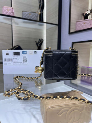 Chanel AP1447 small Vanity with chain lambskin gold Adjustable small gold balls Black - Default Title - View 2