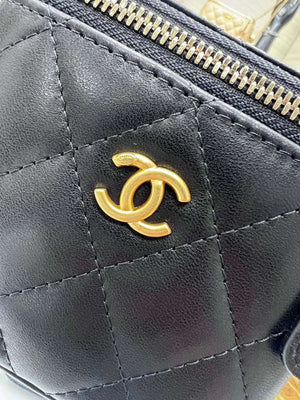 Chanel AP1447 small Vanity with chain lambskin gold Adjustable small gold balls Black - Default Title - View 5