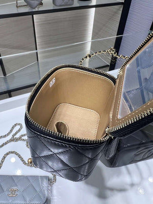Chanel AP1447 small Vanity with chain lambskin gold Adjustable small gold balls Black - Default Title - View 9
