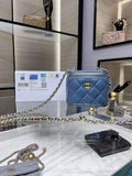 Chanel AP1447 small Vanity with chain lambskin gold Adjustable small gold balls Blue