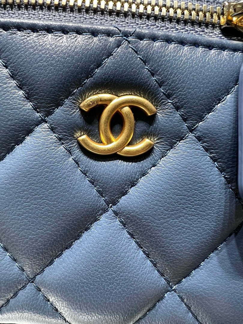 Chanel AP1447 small Vanity with chain lambskin gold Adjustable small gold balls Blue - Default Title - View 5