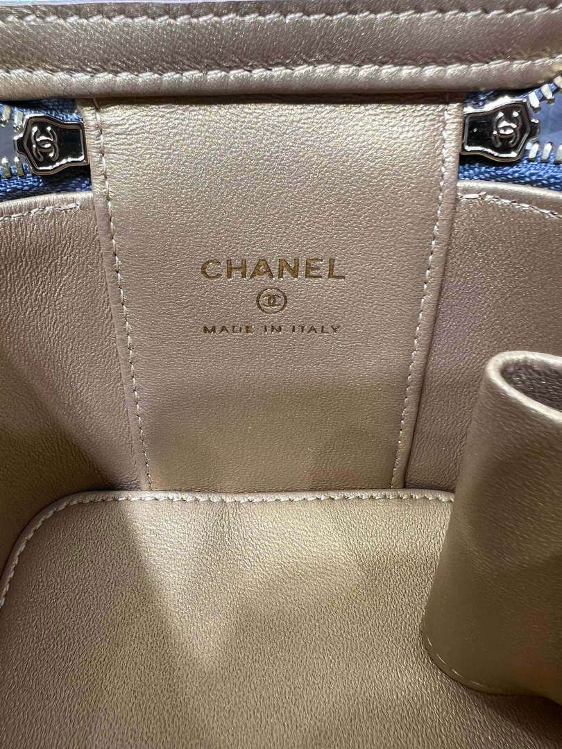 Chanel AP1447 small Vanity with chain lambskin gold Adjustable small gold balls Blue