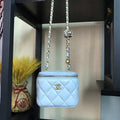 Chanel AP1447 small Vanity with chain lambskin gold Light Blue - Default Title - View 1
