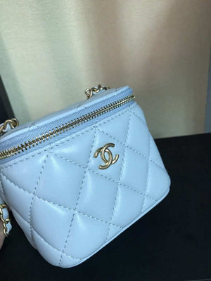 Chanel AP1447 small Vanity with chain lambskin gold Light Blue - Default Title - View 5
