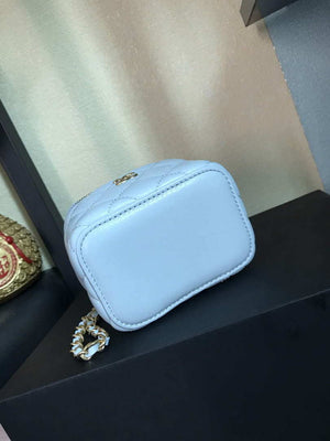 Chanel AP1447 small Vanity with chain lambskin gold Light Blue - Default Title - View 6