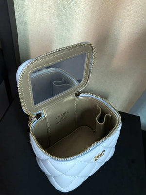 Chanel AP1447 small Vanity with chain lambskin gold Light Blue - Default Title - View 8