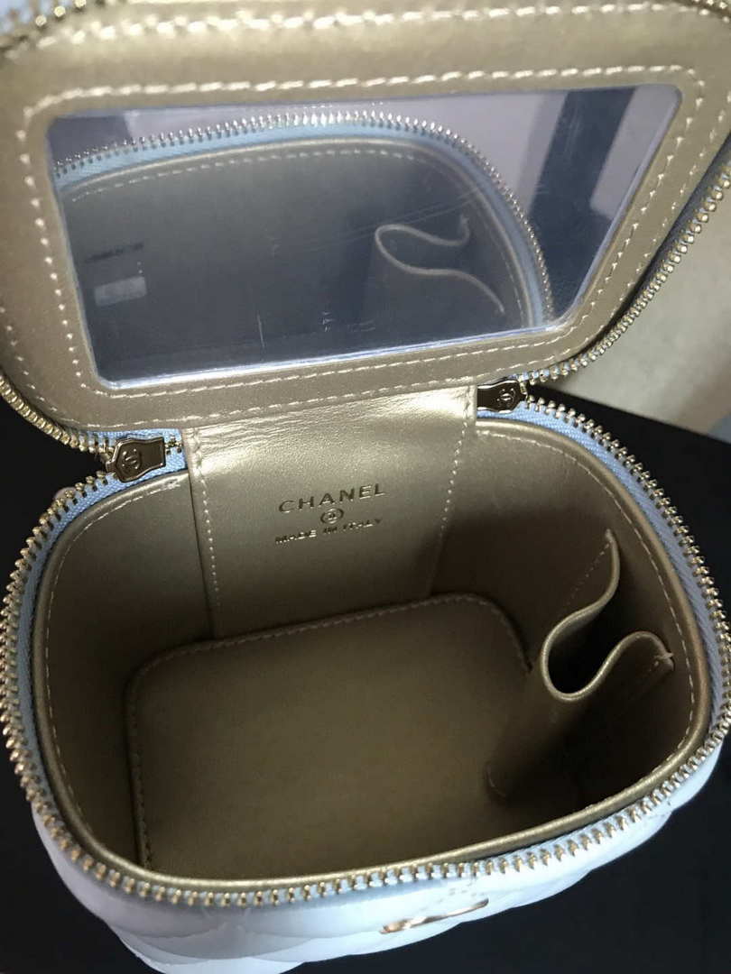 Chanel AP1447 small Vanity with chain lambskin gold Light Blue - Default Title - View 9