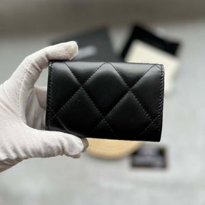 Chanel AP1790 19 flap Card Holder shiny lambskin gold tone ruthenium finish metal Black - Default Title - View 4