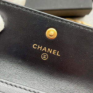 Chanel AP1790 19 flap Card Holder shiny lambskin gold tone ruthenium finish metal Black - Default Title - View 8