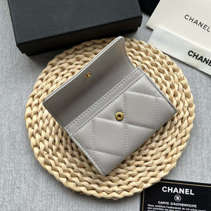 Chanel AP1790 19 flap Card Holder shiny lambskin gold tone ruthenium finish metal Gray - Default Title - View 7