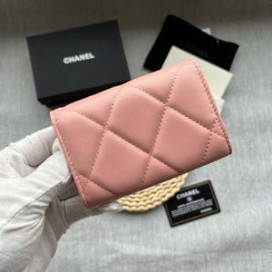 Chanel AP1790 19 flap Card Holder shiny lambskin gold tone ruthenium finish metal Pink - Default Title - View 4
