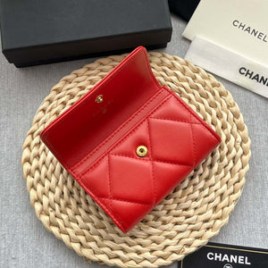 Chanel AP1790 19 flap Card Holder shiny lambskin gold tone ruthenium finish metal Red - Default Title - View 7