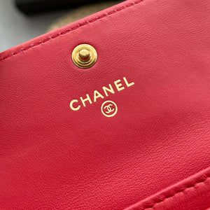 Chanel AP1790 19 flap Card Holder shiny lambskin gold tone ruthenium finish metal Red - Default Title - View 8
