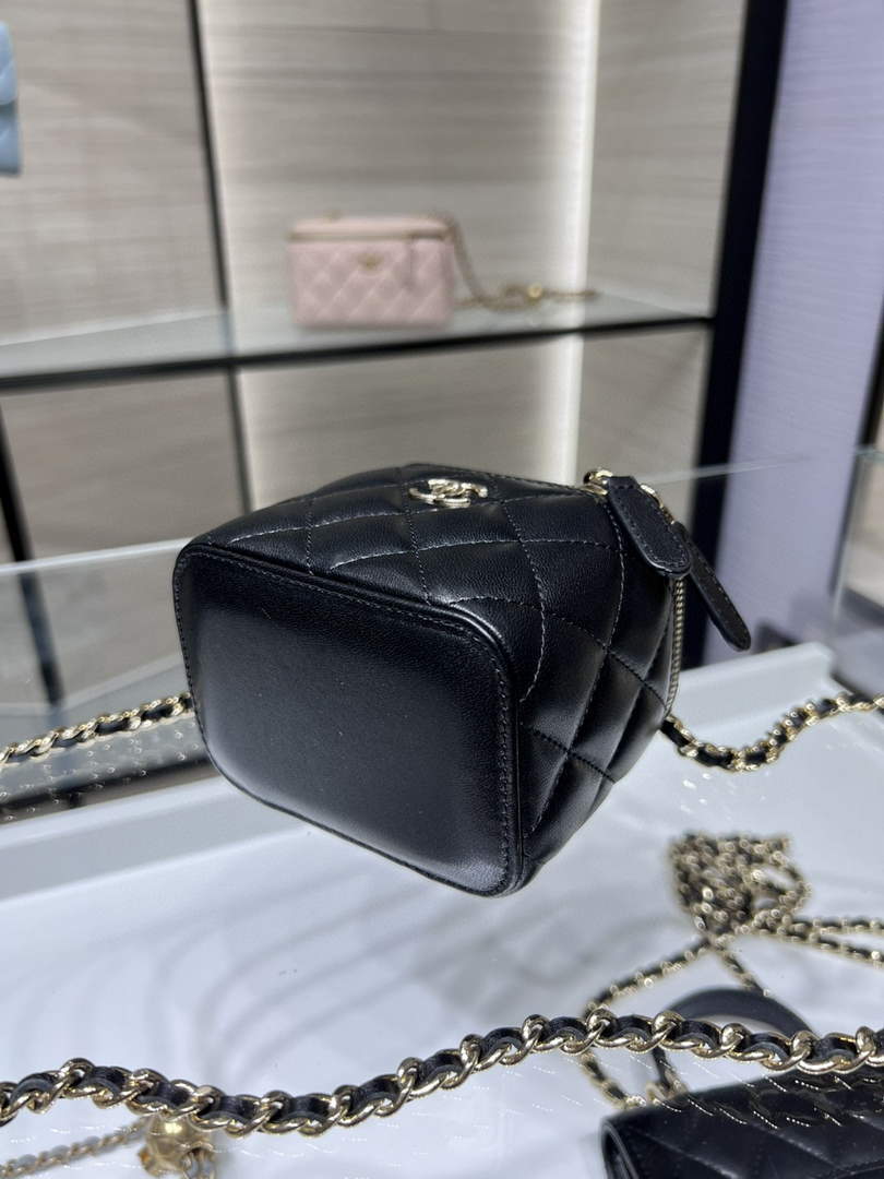 Chanel AP2198 Small Vanity With Chain and Top Handle Bag Lambskin Black - Default Title - View 4