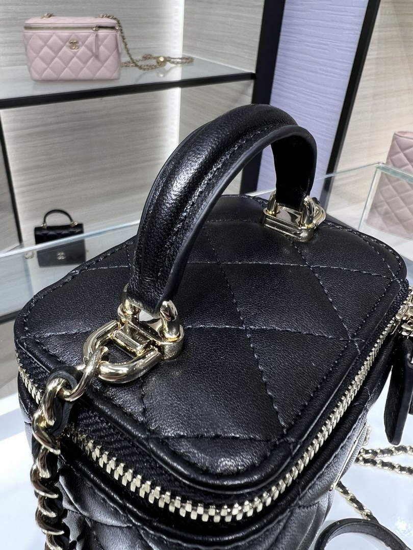 Chanel AP2198 Small Vanity With Chain and Top Handle Bag Lambskin Black - Default Title - View 6