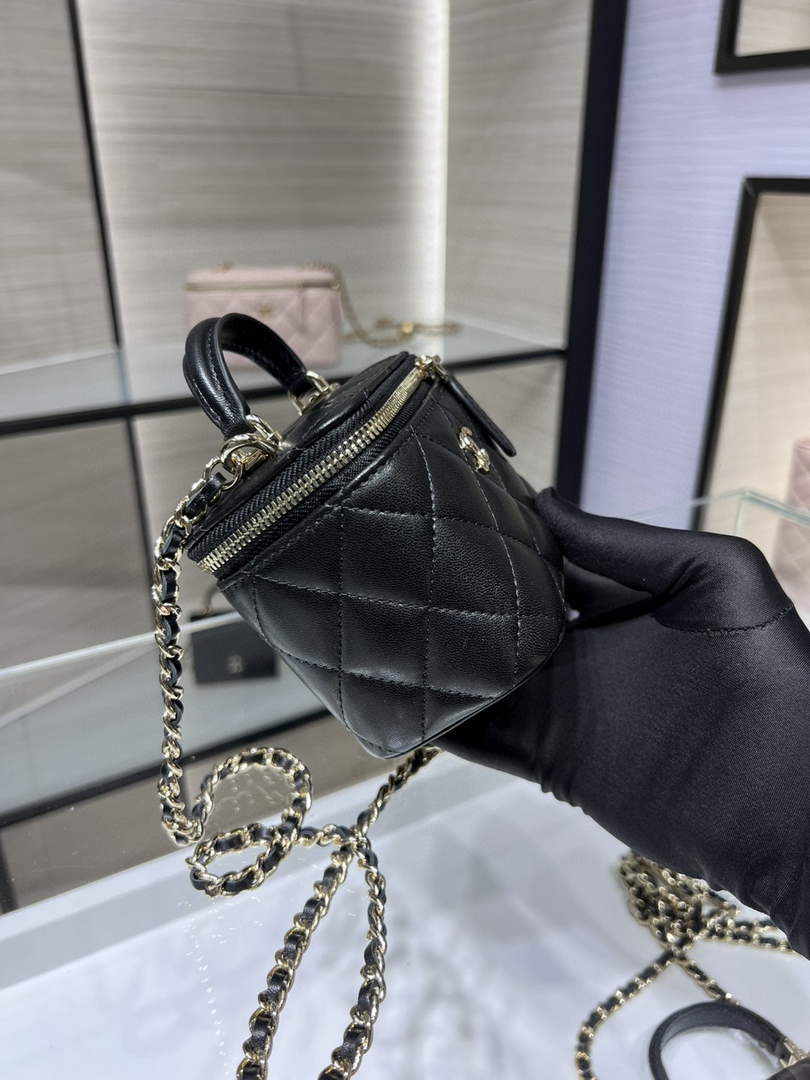 Chanel AP2198 Small Vanity With Chain and Top Handle Bag Lambskin Black - Default Title - View 7