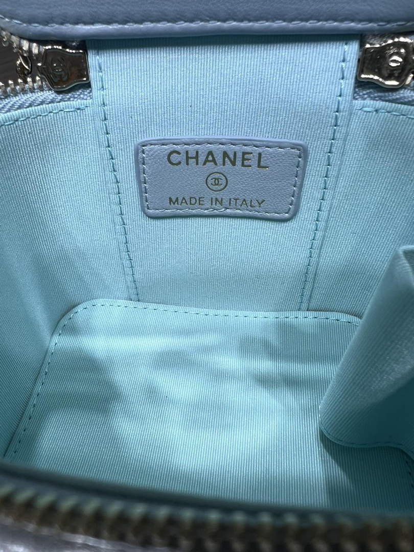 Chanel Small Vanity With Chain and Top Handle Bag Lambskin AP2198 Blue - Default Title - View 9