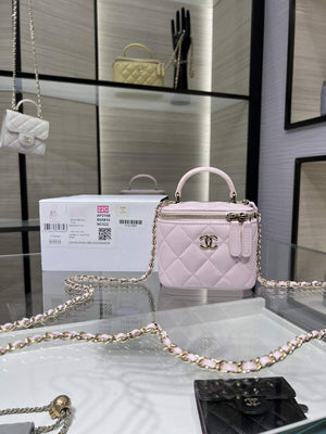 Chanel Small Vanity With Chain and Top Handle Bag Lambskin AP2198 Pink - Default Title - View 1