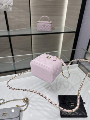 Chanel Small Vanity With Chain and Top Handle Bag Lambskin AP2198 Pink - Default Title - View 4