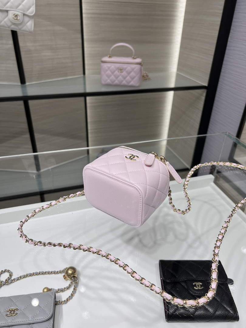 Chanel Small Vanity With Chain and Top Handle Bag Lambskin AP2198 Pink - Default Title - View 4