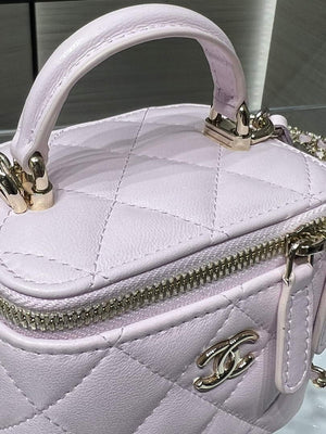 Chanel Small Vanity With Chain and Top Handle Bag Lambskin AP2198 Pink - Default Title - View 5