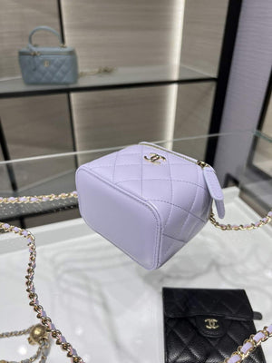 Chanel Small Vanity With Chain and Top Handle Bag Lambskin AP2198 Purple - Default Title - View 4
