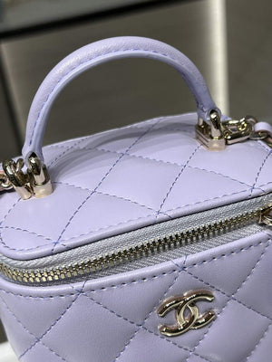 Chanel Small Vanity With Chain and Top Handle Bag Lambskin AP2198 Purple - Default Title - View 5