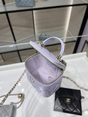 Chanel Small Vanity With Chain and Top Handle Bag Lambskin AP2198 Purple - Default Title - View 7