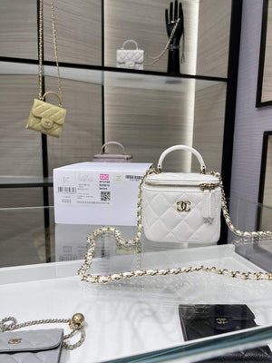 Chanel AP2198 Small Vanity With Chain and Top Handle Bag Lambskin White - Default Title - View 1