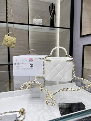 Chanel AP2198 Small Vanity With Chain and Top Handle Bag Lambskin White - Default Title - View 2