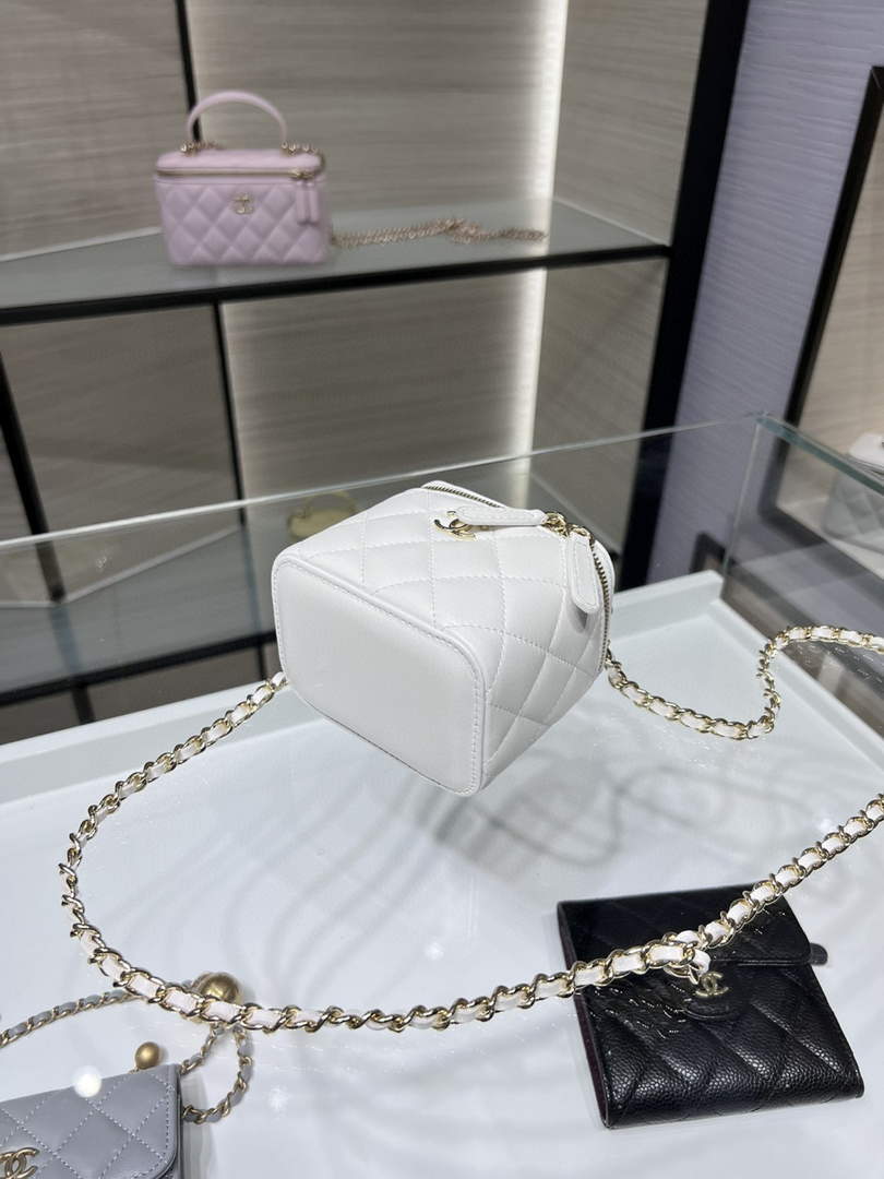 Chanel AP2198 Small Vanity With Chain and Top Handle Bag Lambskin White - Default Title - View 4