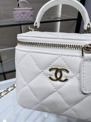 Chanel AP2198 Small Vanity With Chain and Top Handle Bag Lambskin White - Default Title - View 5
