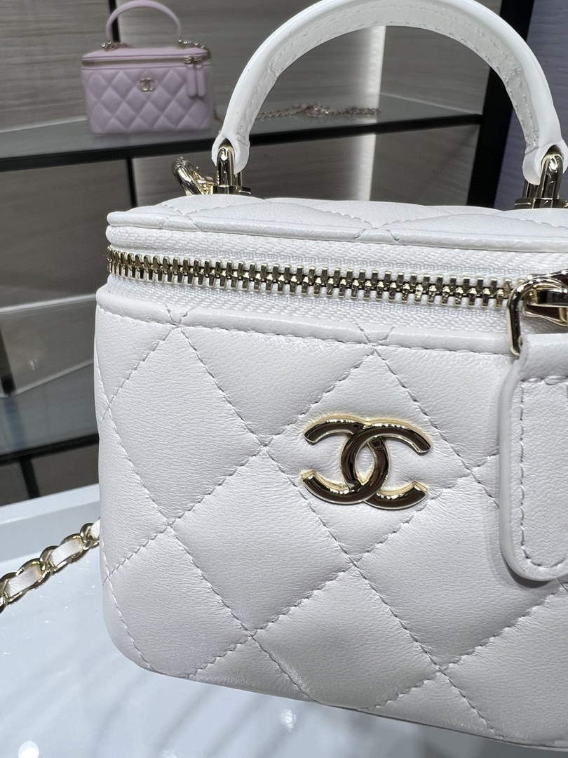 Chanel AP2198 Small Vanity With Chain and Top Handle Bag Lambskin White - Default Title - View 5