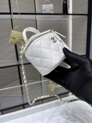 Chanel AP2198 Small Vanity With Chain and Top Handle Bag Lambskin White - Default Title - View 6