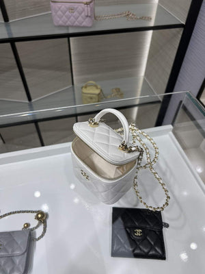 Chanel AP2198 Small Vanity With Chain and Top Handle Bag Lambskin White - Default Title - View 7