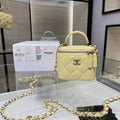 Chanel AP2198 Small Vanity With Chain and Top Handle Bag Lambskin Yellow - Default Title - View 1