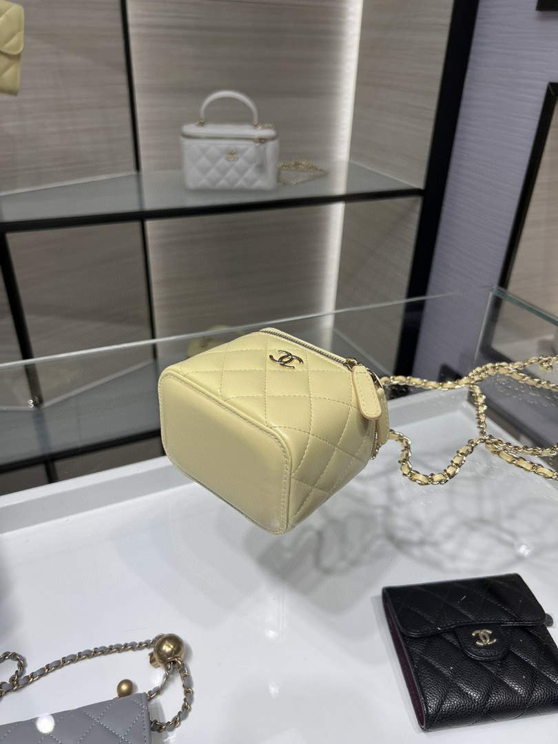 Chanel AP2198 Small Vanity With Chain and Top Handle Bag Lambskin Yellow - Default Title - View 4